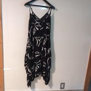 Black and White Asymmetrical Sundress with Spaghetti Straps